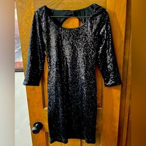 New years/ Prom or night out black sequined dress worn once size med